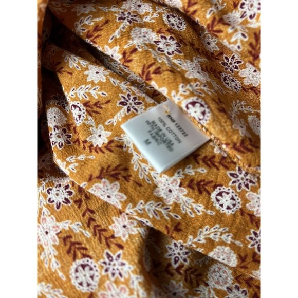 XIRENA Orange Floral Cotton Cap Sleeve V-Neck Sam Blouse Top M - Picture 6 of 6